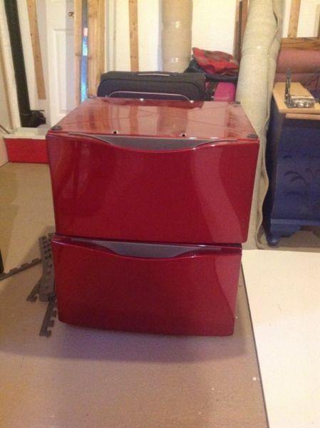 Pair of red pedestals for whirlpool front loaders