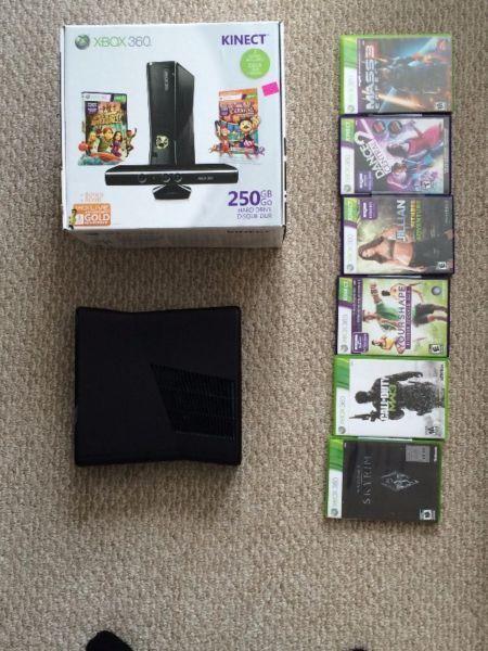 XBOX 360 with 250GB & Kinect Sensor plus 6 games