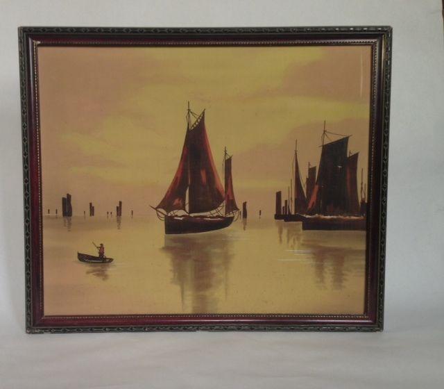 Vintage Sailboat Wall Art - Hand-painted in Japan