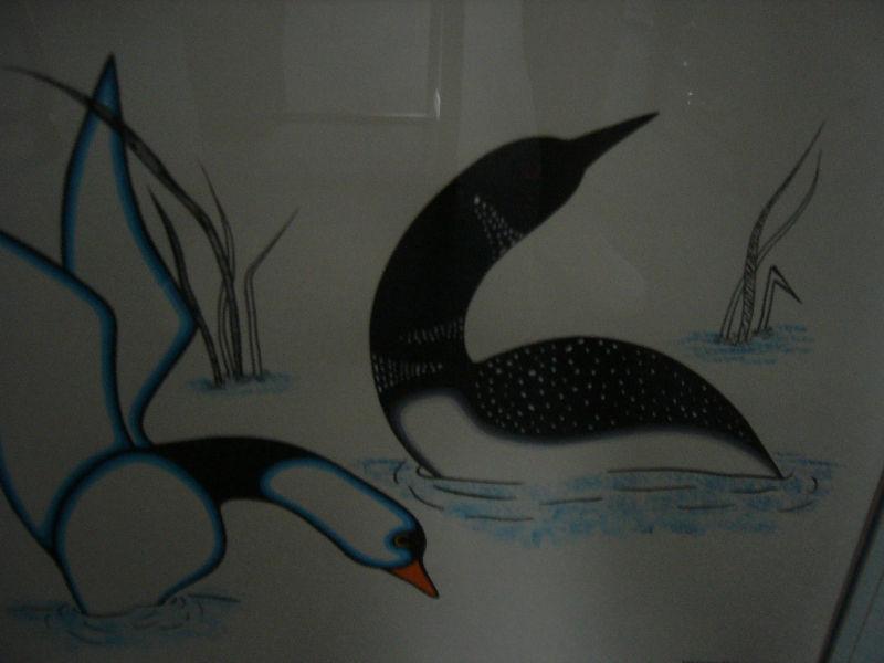 Large Original Native Painting of Loons