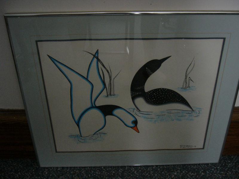 Large Original Native Painting of Loons