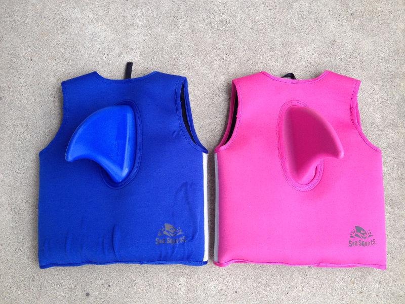 Sea Squirts Swim Assist Shark Vests- Pink and Blue-Ages 4-6