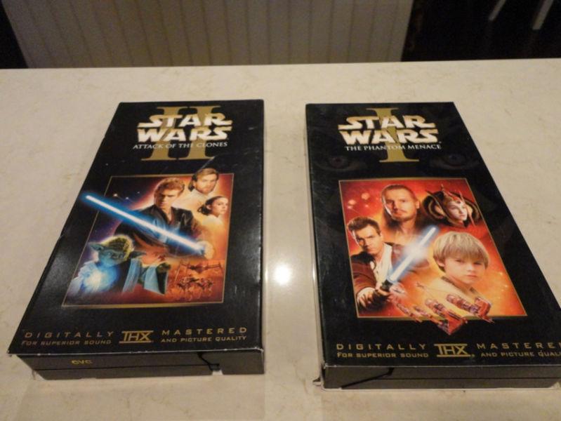 Two Star Wars VHS Movies - Phantom Menace & Attack Of The Clones