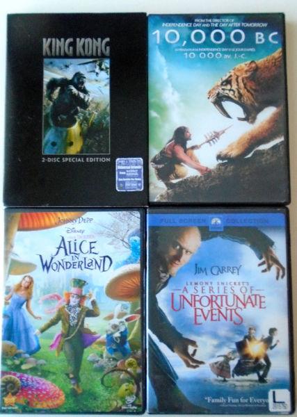 DVD Movies - King Kong, Alice in Wonderland, 10,000 BC