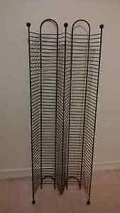 Double 2 Tier CD Compact Disc Wire Metal Rack w/ wood base 4 ft