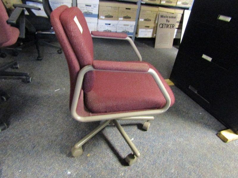 OFFICE CLEAROUT - RED FABRIC ROLLER CHAIR, 9 LEFT!!