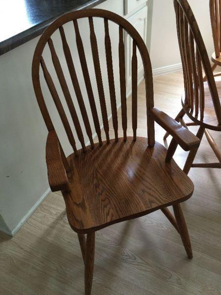 6 solid oak hoop back chairs
