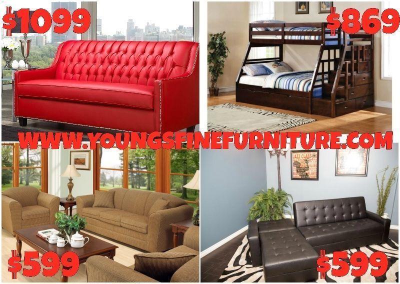 2PC GENUINE LEATHER SECTIONAL ONLY $1299 LOWEST PRICES