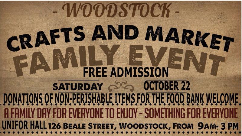 FEW SPACES LEFT FOR OCT. 22 WOODSTOCK CRAFT AND MARKET SALE