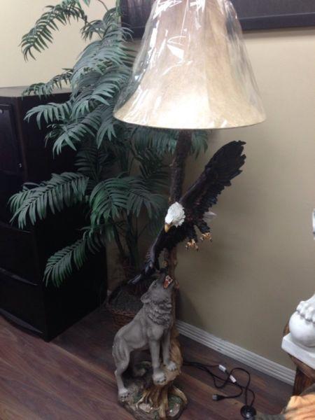 Eagle wolf floor lamp animal sculpture