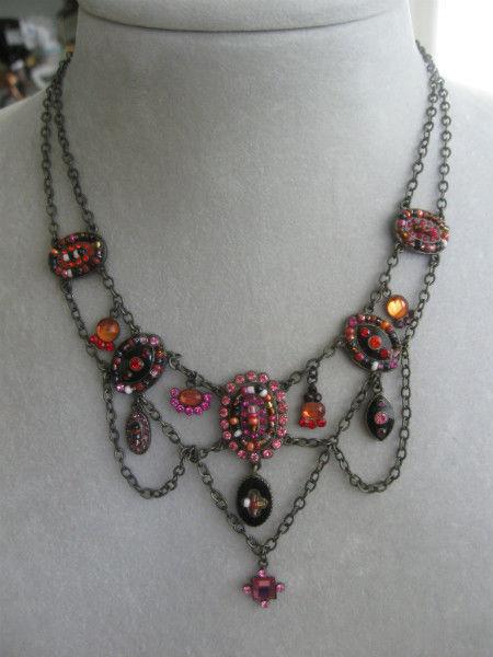 ONE-of-a-KIND ORNATE OLD VINTAGE TIERED GEMSTONE CHAIN NECKLACE