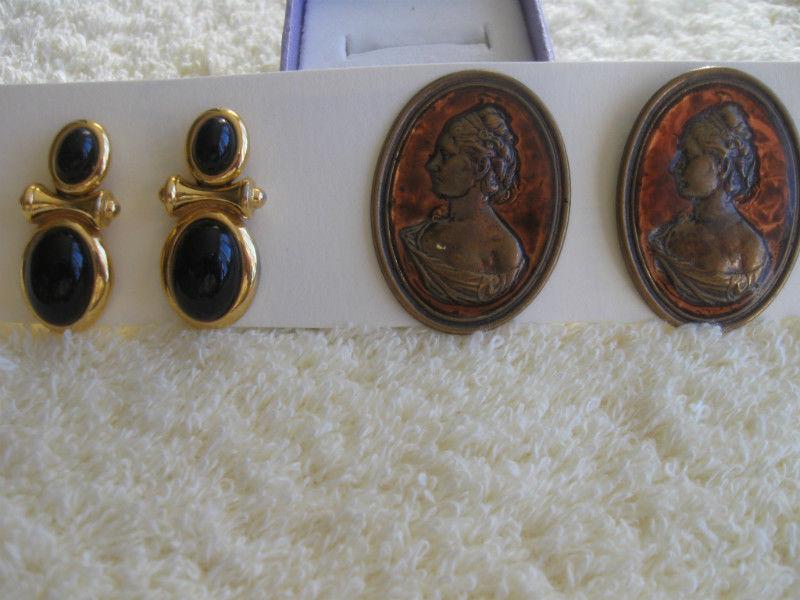 TWO BEAUTIFUL PAIR of VINTAGE PIERCED EAR RINGS