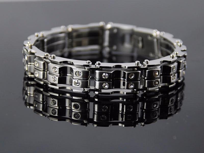 Stainless Steel Chain Link Bracelet With Swarovski Crystals 9