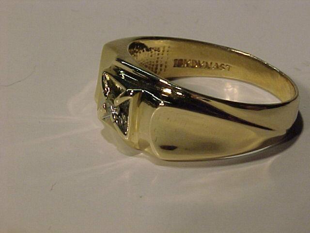 #258-Great graduation ring-10k yellow gold with diamond Size 7 1