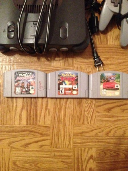 Nintendo 64 with 3 games