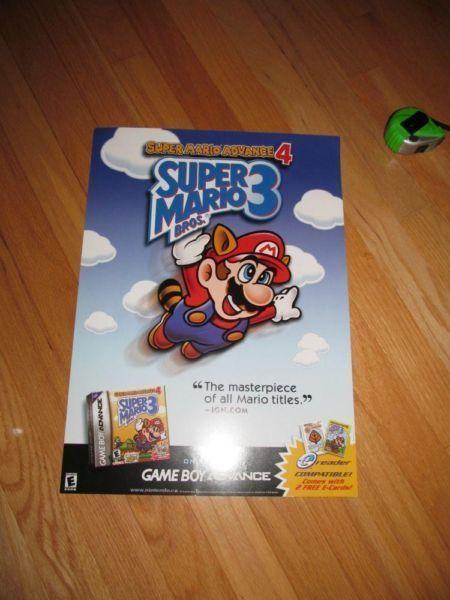 Super Mario 3 (GBA) Nintendo poster - like new - only $3