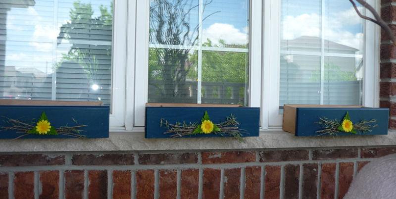 3 Wooden Window Box Planters : NEW never used : As shown