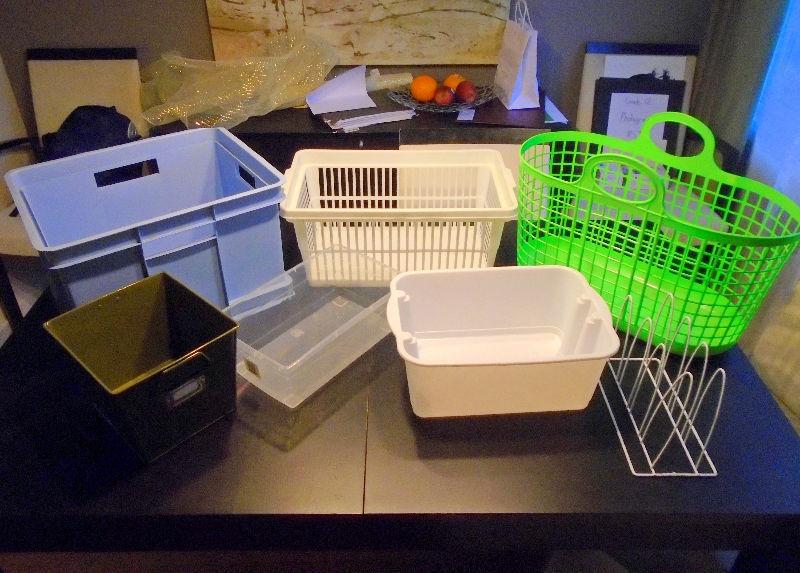 Mix of Plastic Storage Crates, Bins, Baskets and more