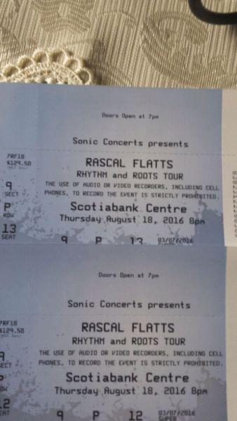 Two Rascal Flatts tickets for Sale!