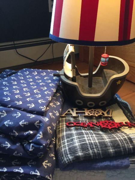 Boys Pirate bedding and lamp
