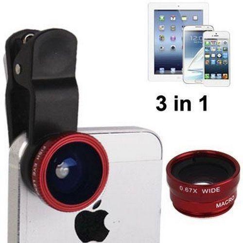 3 in 1 Macro + Wide Angle 180° + Fish Eye Clip -on Camera Lens