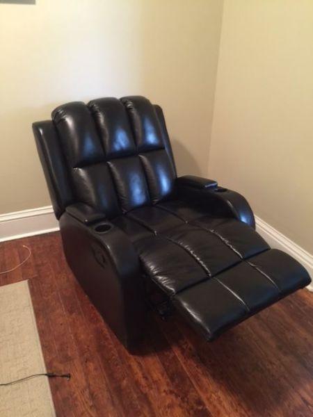 Black leather recliner almost brand new