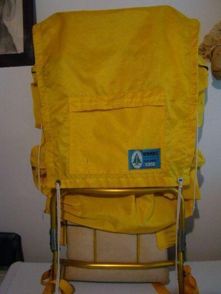 Rare Vintage Aluminium Frame Yellow Hiking Backpack