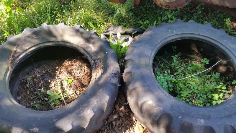 Old tractor tires for outdoor crafts