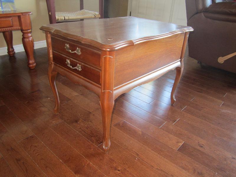 set of solid wood end tables