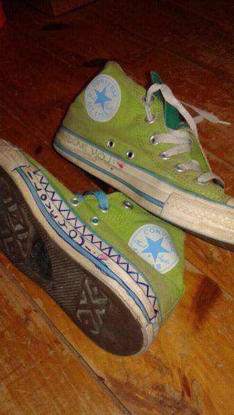 Light green converse high top sneakers