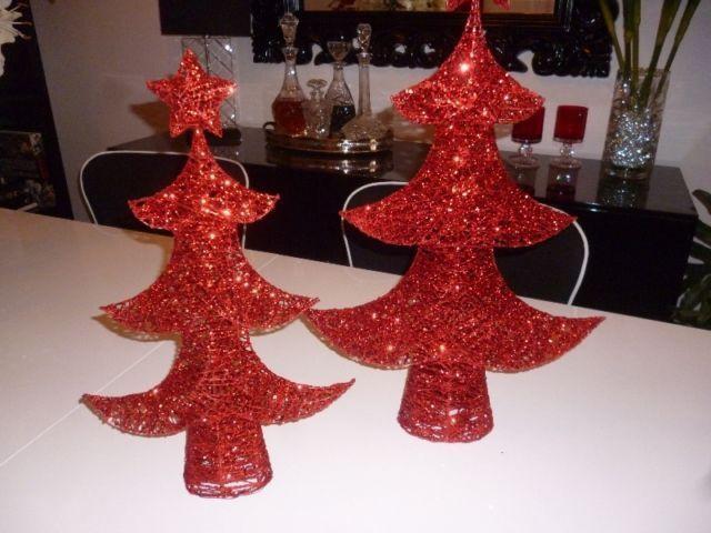 Ensemble de 2 sapins recouverts de brillants rouges (316)