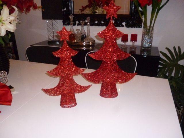 Ensemble de 2 sapins recouverts de brillants rouges (316)