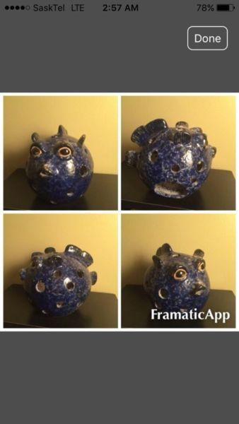 BLOWFISH TEA LIGHT HOLDER FOR YOUR HOME OR GREAT IN PLANT/GARDEN