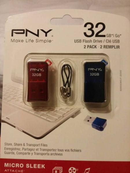 Mémoires USB flash PNY (2x32GB) 64GB flash memory USB stick