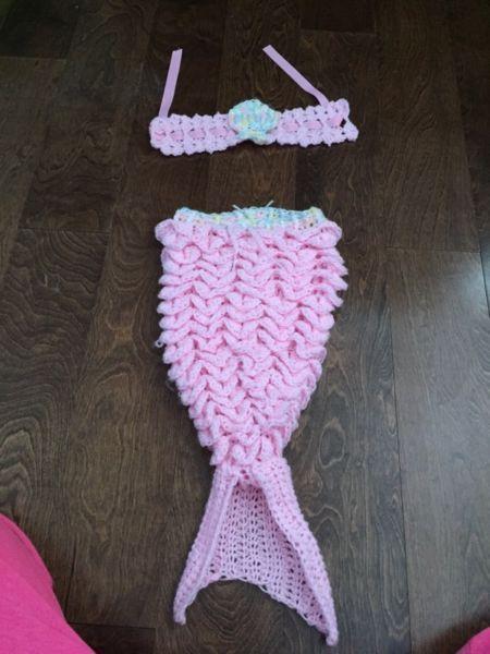 Homemade Crochet Mermaid set and Headbands
