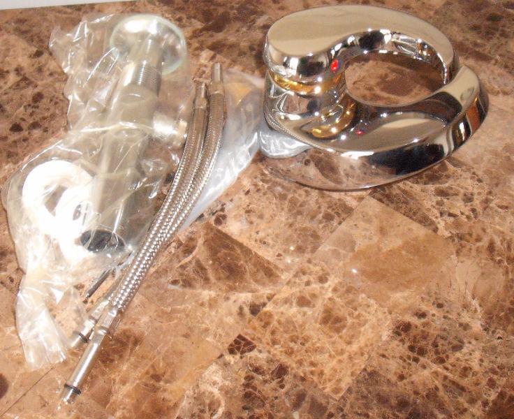 Robinet haut de gamme salle de bain chrome et laiton massif