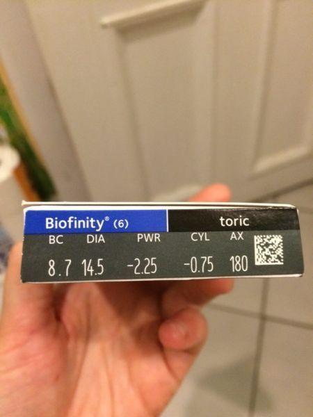 Biofinity toric contact lenses lenses lentilles de contact