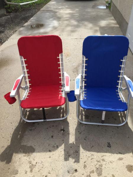 Two reclining Beach chairs