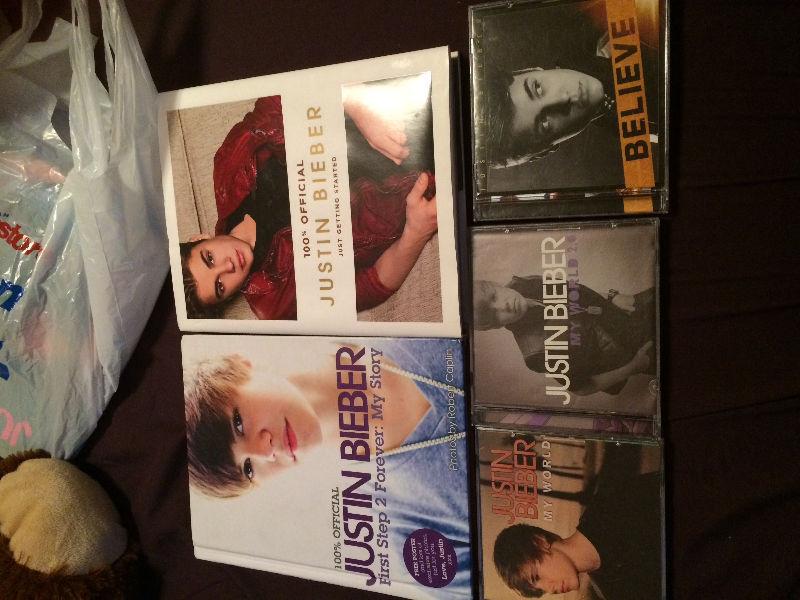 Justin Bieber movies, CDs, and books