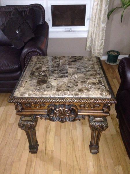 Marble table & 2 side tables
