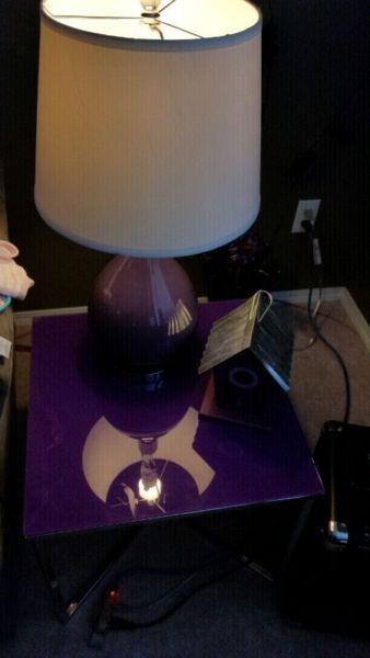 Purple Urban Barn Table Lamp and Side Tables In perfect conditi