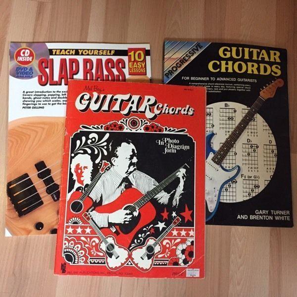 Learn to play guitar chords and bass books