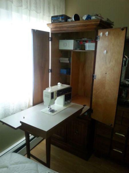 Sewing machine in custom cabinet