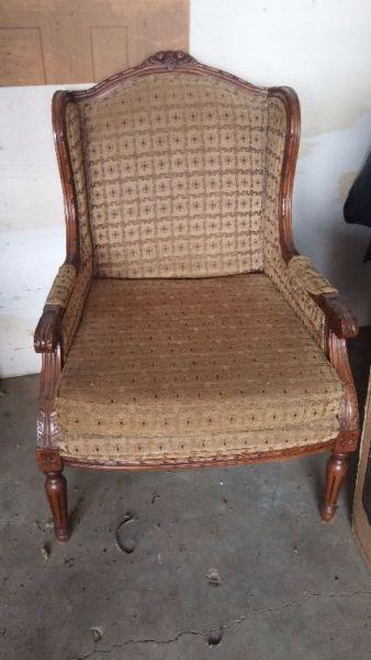 Wingback Antique Lounge chair with Ottoman