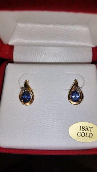 18 Karat Blue Tanzine Earrings