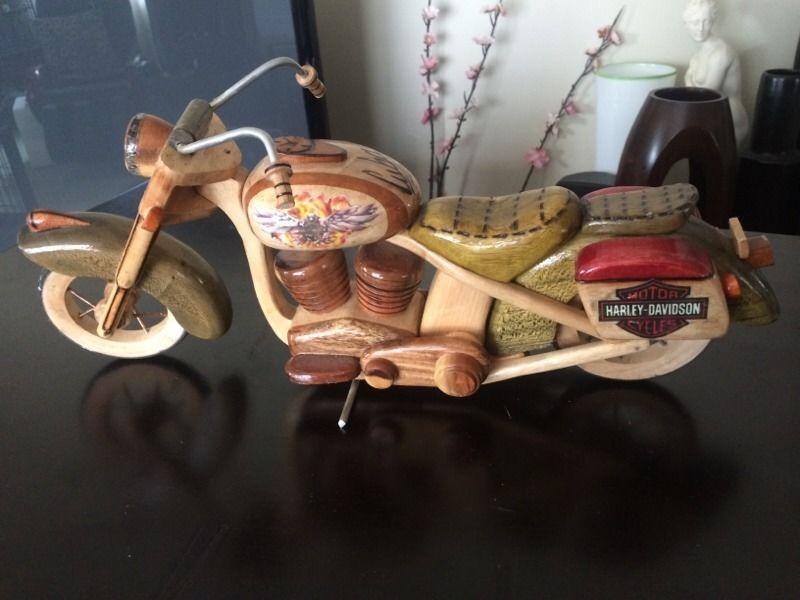 Hand carved wooden Harley Davidson Motorcycle