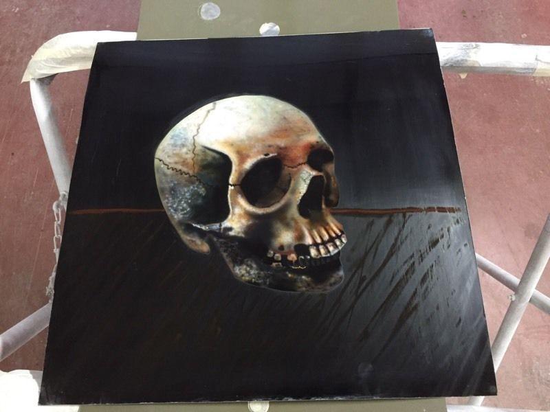 Airbrush on metal sheet