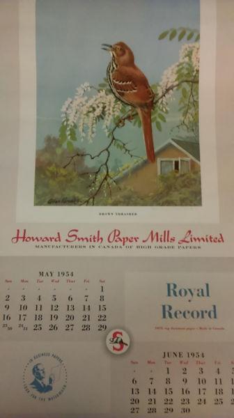 Rare Vintag Artistic Calendar 1950/60,Howard Smith Paper Mill,QC