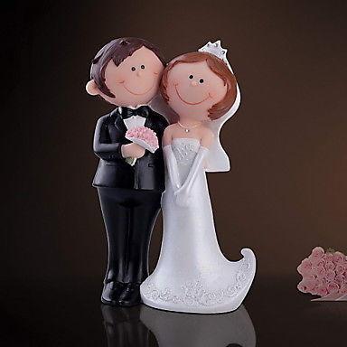 Bride & Groom Figurine Wedding Cake Topper - H7-7/8