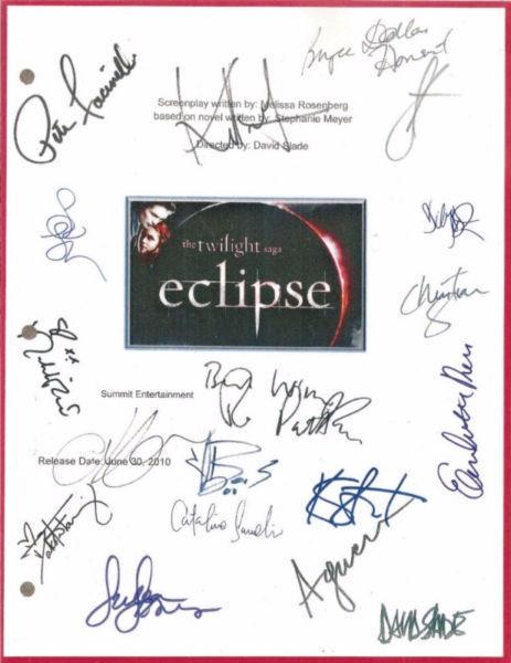 Twilight Eclipse Signed Screenplay preprint